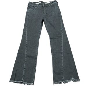 Pilcro Anthropologie Flare Jeans Womens 26 Black High Rise Raw Hem